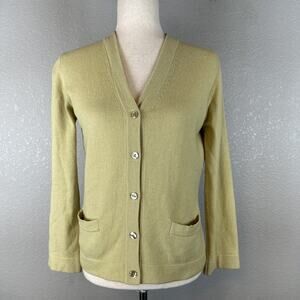 Barneys New York Women Cardigan Sweater Size M Chartreuse Green Cashmere Italy